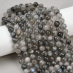 Natural Labradorite Beads Strands, Round, 7~7.5mm, Hole: 1.2mm, about 55~56pcs/strand, 15.35''~15.55''(39~39.5cm)(G-Z133-A01-7mm-01)