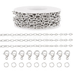 DIY Jewelry Making Kits, including 304 Stainless Steel Cable Chains & Lobster Claw Clasps & Open Jump Rings, Stainless Steel Color, 6x0.8mm, Inner Diameter: 4.5mm(DIY-TA0015-87)