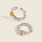 Two Tone 304 Stainless Steel Cuff Earrings, C-Shaped, Ion Plating(IP), Golden & Stainless Steel Color, 16.5x16mm(WG02975-01)