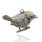 Antique Silver Alloy Crystal Rhinestone Bird Hollow Pendants, 32x53x14mm, Hole: 3mm(ALRI-J040-01AS)