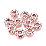 Alloy Spacer Beads, Cadmium Free & Lead Free, Flower, Rose Gold, 12x4mm, Hole: 5mm(TIBEB-L006-01RG)