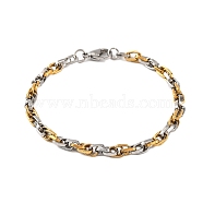 304 Stainless Steel Rope Chain Bracelets, with 201 Stainless Steeel Findings, Golden & Stainless Steel Color, 8-5/8 inch(22cm)(BJEW-B078-109GP)