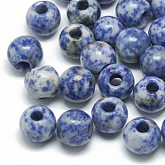 Natural Blue Spot Jasper Beads, Large Hole Beads, Rondelle, 14x12mm, Hole: 5.5mm(X-G-T092-14mm-11)
