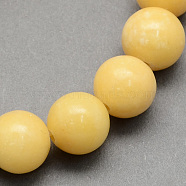 Natural Yellow Jade Beads Strands, Round, 6.5mm, Hole: 1mm, about 63pcs/strand, 15.5 inch(G-S179-6mm)