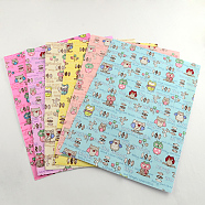 Self Adhesive DIY Cloth Picture Stickers, Rectangle with Cartoon Owl Pattern, Mixed Color, 297x210mm(DIY-Q002-04)