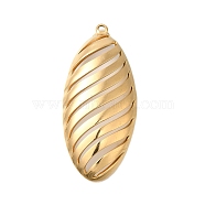 PVD Vacuum Plating 201 Stainless Steel Big Pendants, Oval Charm, Real 18K Gold Plated, 53x24x4mm, Hole: 1.8mm(STAS-C111-08G)