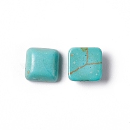Craft Findings Dyed Synthetic Turquoise Gemstone Flat Back Cabochons, Square, Dark Cyan, 8x8x4mm(TURQ-S263-8x8mm-01)