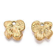 304 Stainless Steel Charms, Leaf Charm, Nickel Free, Real 14K Gold Plated, 13x13x3mm, Hole: 1.6mm(STAS-T060-45G)
