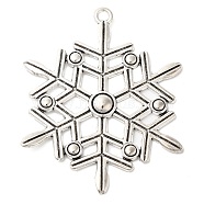 Tibetan Style Alloy Snowflake Big Pendants, Cadmium Free & Lead Free, Antique Silver, 58x47x3mm, Hole: 3mm(TIBEP-5252-AS-LF)