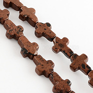 Natural Mahogany Obsidian Stone Bead Strands, Cross, 16~17x12~13x4~6mm, Hole: 1mm, about 25pcs/strand, 16.1 inch(X-G-R185-13)
