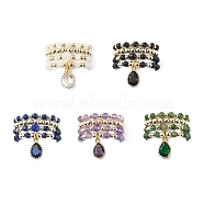 20Pcs 20 Style Natural & Synthetic Mixed Gemstone & Brass Beaded Stretch Rings Set, Cubic Zirconia Teardrop Charms Stackable Rings for Women, US Size 9~9 3/4(19~19.6mm), 1Pc/style(RJEW-JR00540)