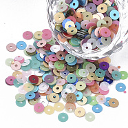 Ornament Accessories, PVC Plastic Paillette/Sequins Beads, Frosted, Flat Round, Mixed Color, 4x0.4mm, Hole: 1mm, about 2400pcs/bag(PVC-T005-060)