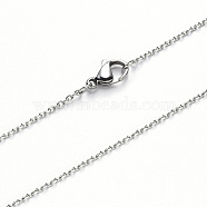 304 Stainless Steel Cable Chain Necklace, with Lobster Claw Clasp, Stainless Steel Color, 19.68 inch(50cm), Link: 3x2x0.6mm(NJEW-S420-008C-P)