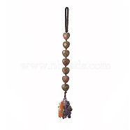 Heart Natural Unakite & Mixed Stone Chips Tassel Pendant Decorations, Nylon Thread Hanging Ornament, 215~220mm(HJEW-JM00948-03)