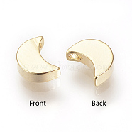 Brass Charms, Nickel Free, Real 18K Gold Plated, Moon, Golden, 9.5x7x3mm, Hole: 1.5mm(KK-R058-078G)