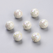 Opaque Chunky Bubblegum Acrylic Beads, Faceted, Round, AB Color, Seashell Color, 20mm, Hole: 2mm, about 110pcs/500g(SACR-R605-8)