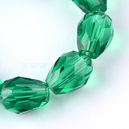 Transparent Glass Bead Strands, Faceted Teardrop, Medium Sea Green, 8x6mm, Hole: 1mm, about 65pcs/strand, 17.99 inch(45.7cm)(X-GLAA-R024-6x8mm-10)