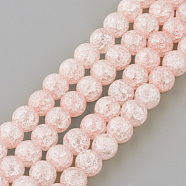 Synthetic Crackle Quartz Beads Strands, Round, Dyed, Pink, 8mm, Hole: 1mm, about 50pcs/strand, 15.7 inch(X-GLAA-S134-8mm-01)