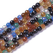 Natural Multi-Color Agate Beads Strands, Faceted, Round, 2~2.5x2mm, Hole: 0.2mm, about 158~205pcs/strand, 15.7~16.7 inch(40~42.5cm)(G-F596-36-2mm)