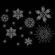 Snowflake Shape Hotfix Rhinestone, Glass Rhinestone, Costume Accessories, Sewing Craft Decoration, Crystal AB, 75x100x1.5mm, Snowflake: 13~86x12~73mm(DIY-WH0399-76A)