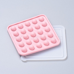 Food Grade DIY Silicone Molds, Fondant Molds, with Plastic Lid, Baking Molds, Chocolate, Candy, Biscuits, UV Resin & Epoxy Resin Jewelry Making, Round Ball, Pink, 105x105x14mm(DIY-E031-07D)