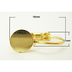 Brass Leverback Earring Findings, Golden Color, Size: about 11mm wide, 16mm long, tray: about 6mm in diameter(X-KK-B797-1)