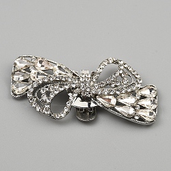 Alloy Rhinestone Shoe Decorations, Detachable Shoe Buckle Clips, Bowknot, 29x57x9mm(FIND-WH20008-01F-P)