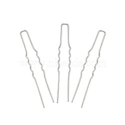 Hair Accessories Iron Hair Forks Findings, Platinum, 63x10x1mm(OHAR-TAC0002-01P)