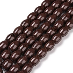 Baking Painted Drawbench Glass Bead Strands, Oval, Saddle Brown, 8x6~6.5mm, Hole: 1mm, about 100pcs/strand, 31.4 inch(GLAD-S080-6x8-87)