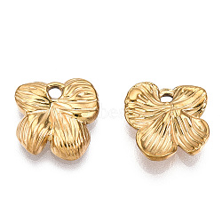 304 Stainless Steel Charms, Leaf Charm, Nickel Free, Real 14K Gold Plated, 13x13x3mm, Hole: 1.6mm(STAS-T060-45G)