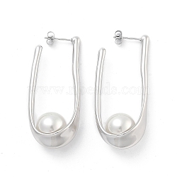 304 Stainless Steel Stud Earrings, with Plastic, Jewelry for Women, Stainless Steel Color, 48.5x10.5mm(EJEW-K281-17P)