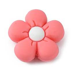 Silicone Beads, DIY Nursing Necklaces and Bracelets Making, Chewing Pendants For Teethers, Flower, Light Coral, 26x27x10mm, Hole: 2mm(SIL-WH0001-49B)