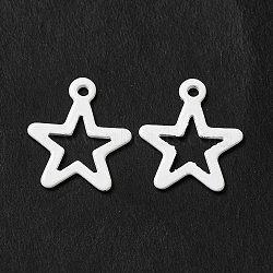 Spray Painted 201 Stainless Steel Charms, Star Charm, White, 15x13x0.5mm, Hole: 1.2mm(STAS-I672-14B)