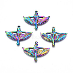 201 Stainless Steel Pendants, Cadmium Free & Lead Free, Angel, Rainbow Color, 23x30x2.5mm, Hole: 1.4mm(STAS-N098-061)