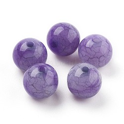 Crackle Acrylic Beads, Imitation Jade Beads, Round, Indigo, 7~8mm, Hole: 1.8mm, about 1900pcs/500g(MACR-E025-20B-8mm)