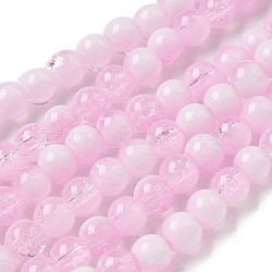 Crackle Glass Beads Strands, Rondelle, Flamingo, 6mm, about 138~144pcs/strand, 296.85''(754cm)(GLAA-U001-6mm-03)