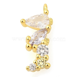 Rack Plating Brass Cubic Zirconia Charms, Long-Lasting Plated, Lead Free & Cadmium Free, Dog, Real 18K Gold Plated, 14x7x3mm, Hole: 1mm(KK-S396-30G)