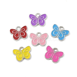 CCB Plastic Enamel Pendants, Platinum, Butterfly Charms, Mixed Color, 16x20.5x2.5mm, Hole: 2.5x3mm(CCB-K009-18P)