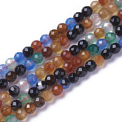 Natural Multi-Color Agate Beads Strands, Faceted, Round, 2~2.5x2mm, Hole: 0.2mm, about 158~205pcs/strand, 15.7~16.7 inch(40~42.5cm)(G-F596-36-2mm)