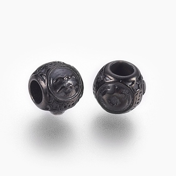 316 Surgical Stainless Steel European Beads, Large Hole Beads, Rondelle, Aquarius, Gunmetal, 10x9mm, Hole: 4mm