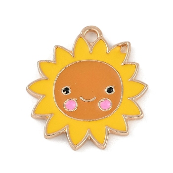 Thanksgiving Day Theme Alloy Enamel Pendants, Golden, Sun, 22x20.5x1.5mm, Hole: 2mm