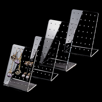Organic Glass Displays, Jewelry Display Rack, Clear Earring Hanger, Rectangle, Clear, 60x40x92mm
