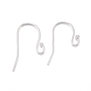 925 Sterling Silver Earring Hooks, with 925 Stamp, Silver, 24x12x2mm, 20 Gauge, Pin: 0.8mm