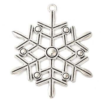 Tibetan Style Alloy Snowflake Big Pendants, Cadmium Free & Lead Free, Antique Silver, 58x47x3mm, Hole: 3mm