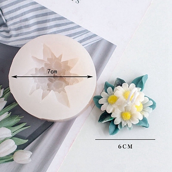 Daisy Flower Shape DIY Food Grade Silicone Molds, Fondant Molds, Resin Casting Molds, for Chocolate, Candy, UV Resin & Epoxy Resin Craft Making, White, 70mm