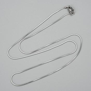 304 Stainless Steel Square Snake Chains Necklaces, with Lobster Claw Clasps, Stainless Steel Color, 17.7 inch(45cm), 1mm