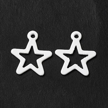 Spray Painted 201 Stainless Steel Charms, Star Charm, White, 15x13x0.5mm, Hole: 1.2mm