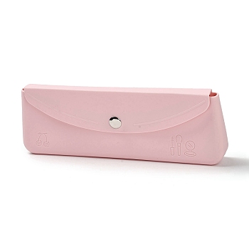 Silicone Storage Bag for Cosmetics, Magnetic Snap Portable Storage Bag, Rectangle, Pink, 7.2x19.8x3cm