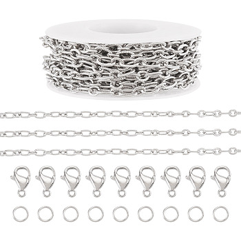 DIY Jewelry Making Kits, including 304 Stainless Steel Cable Chains & Lobster Claw Clasps & Open Jump Rings, Stainless Steel Color, 6x0.8mm, Inner Diameter: 4.5mm