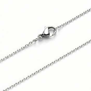 304 Stainless Steel Cable Chain Necklace, with Lobster Claw Clasp, Stainless Steel Color, 19.68 inch(50cm), Link: 3x2x0.6mm